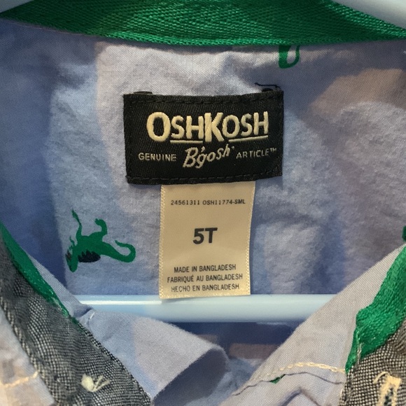 OSHKOSH Bgosh Boys Button Down Dinosaur Size: 5T - Picture 2 of 6